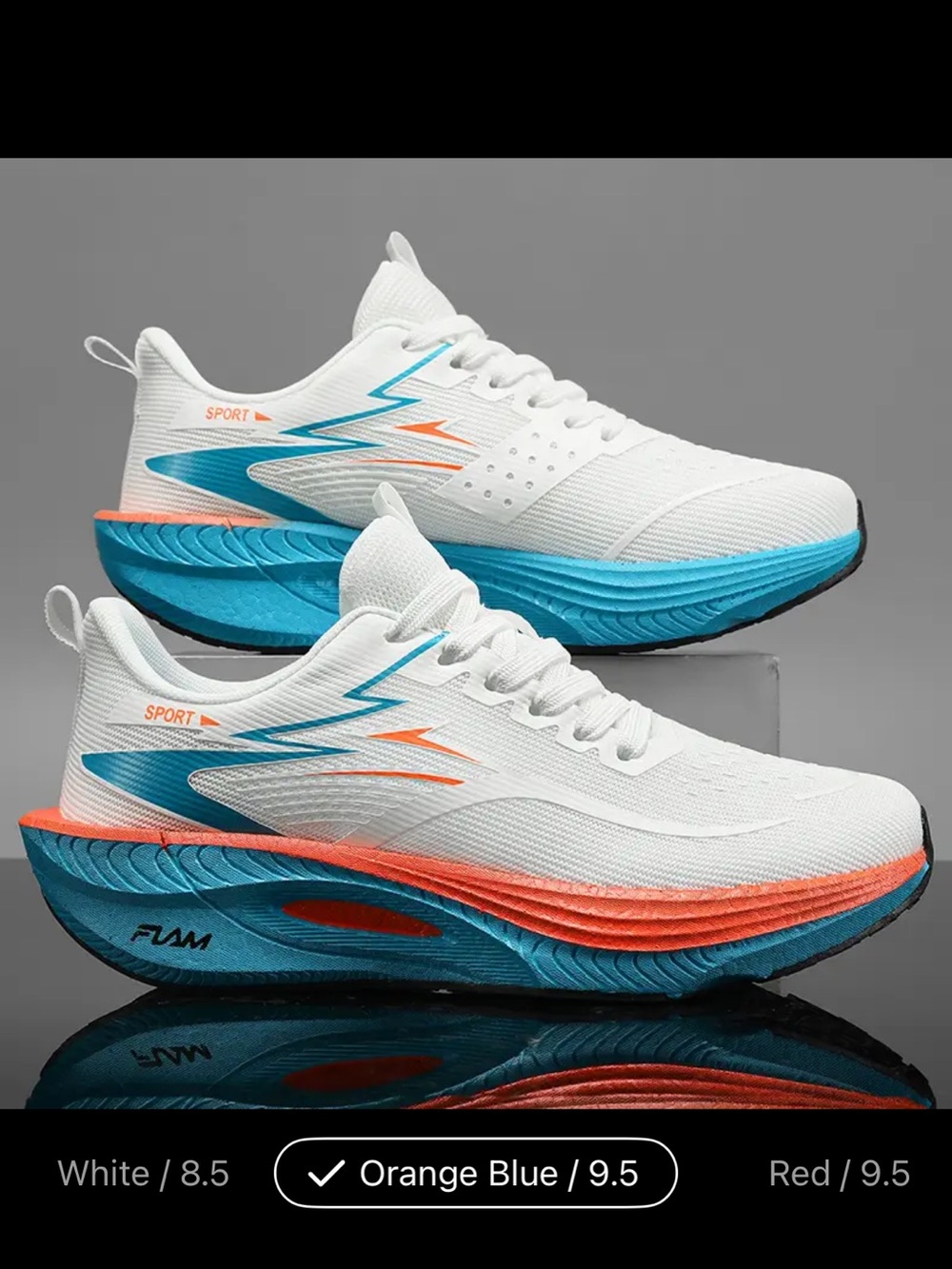 Men's White Sneakers with Blue and Orange Accents
